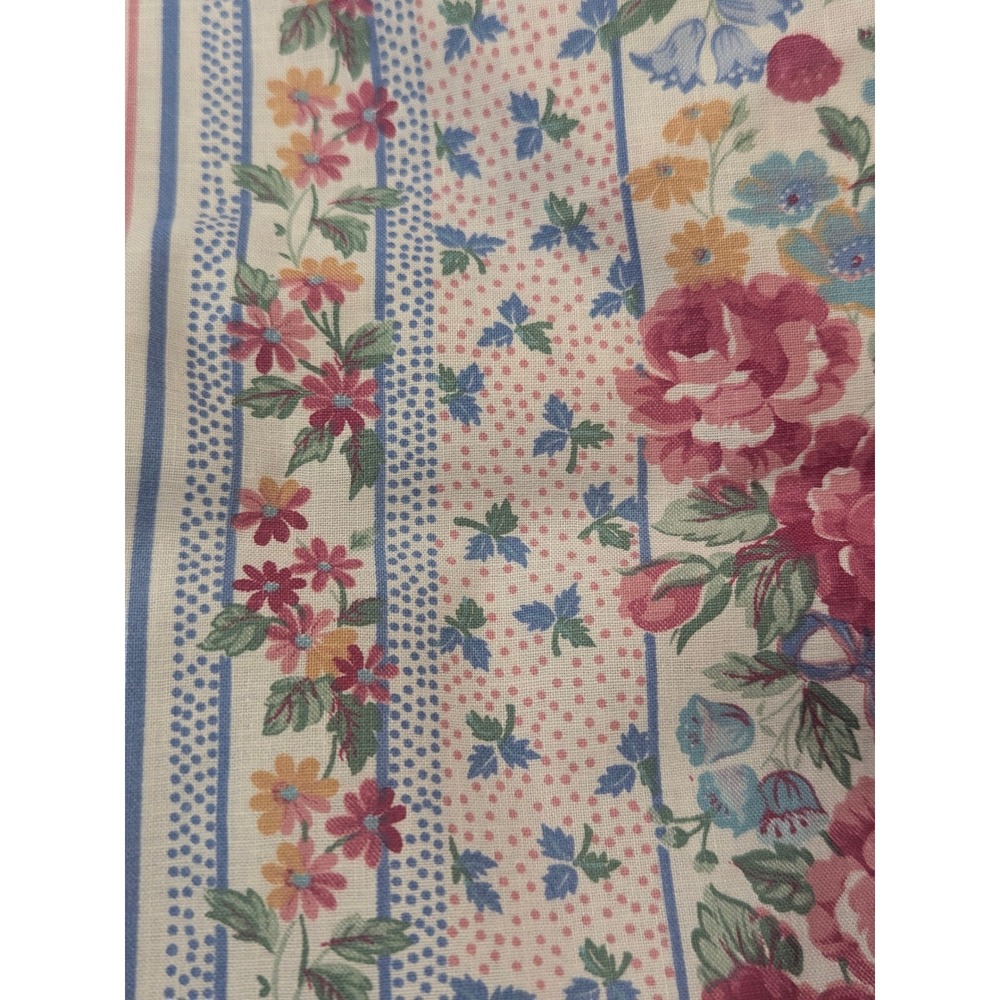 Vintage Joan Kessler Concord Floral Stripe Cotton Fabric 6 Yards x 44
